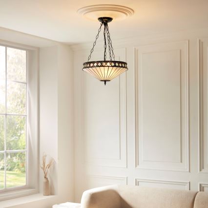 Endon 111870 - Tiffany FARGO Chain-hung Chandelier 3xE27/10W/230V Ø 41.5 cm