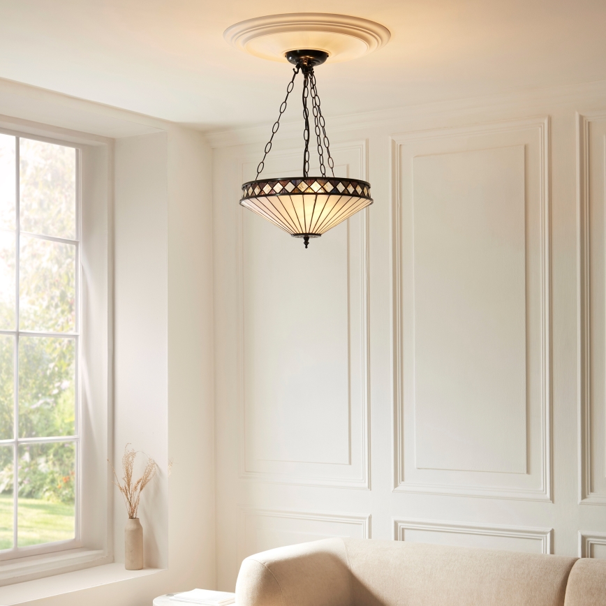 Endon 111870 - Tiffany FARGO Chain-hung Chandelier 3xE27/10W/230V Ø 41.5 cm
