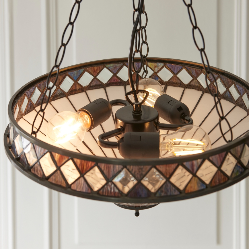 Endon 111870 - Tiffany FARGO Chain-hung Chandelier 3xE27/10W/230V Ø 41.5 cm
