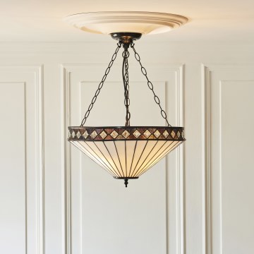 Endon 111871 - Tiffany FARGO chain-hung chandelier, 3xE27/10W/230V, Ø 50 cm