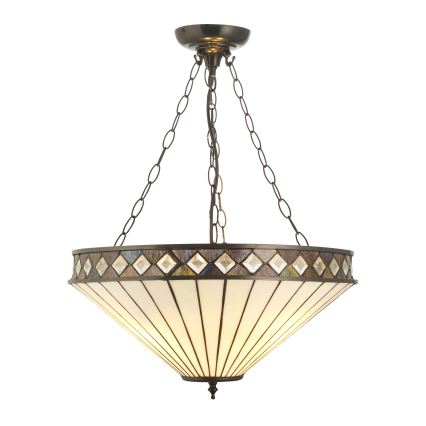 Endon 111871 - Tiffany FARGO chain-hung chandelier, 3xE27/10W/230V, Ø 50 cm