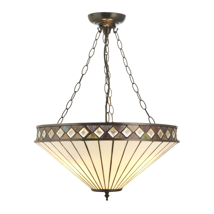 Endon 111871 - Tiffany FARGO chain-hung chandelier, 3xE27/10W/230V, Ø 50 cm