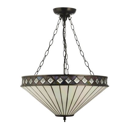 Endon 111871 - Tiffany FARGO chain-hung chandelier, 3xE27/10W/230V, Ø 50 cm