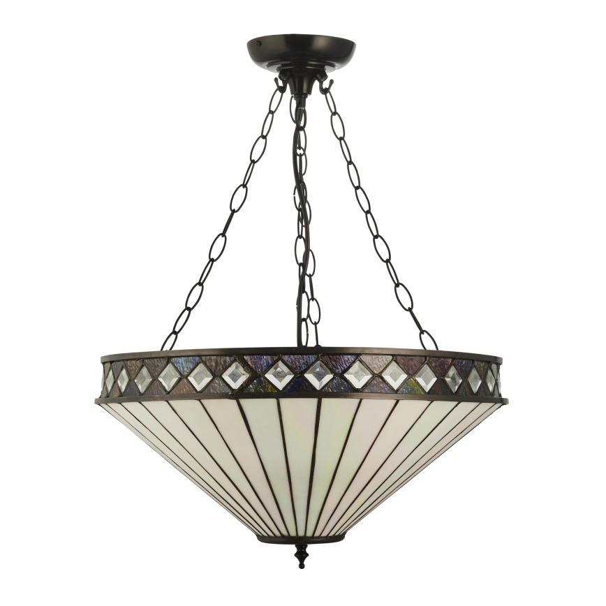 Endon 111871 - Tiffany FARGO chain-hung chandelier, 3xE27/10W/230V, Ø 50 cm