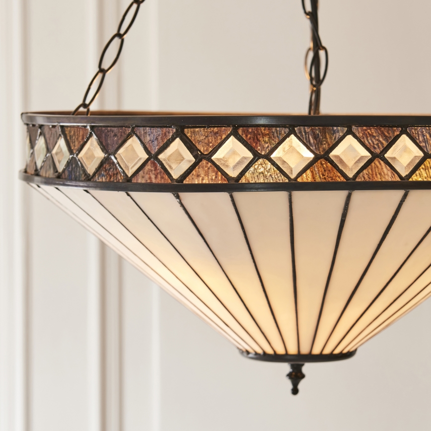 Endon 111871 - Tiffany FARGO chain-hung chandelier, 3xE27/10W/230V, Ø 50 cm