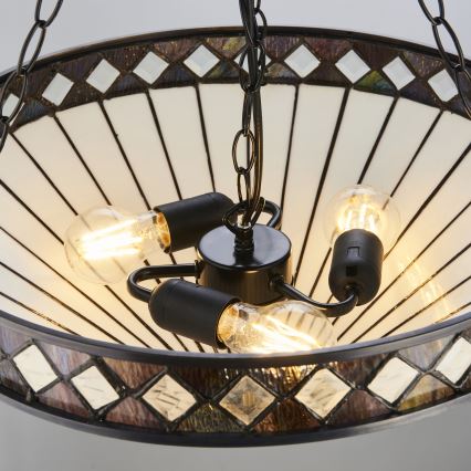 Endon 111871 - Tiffany FARGO chain-hung chandelier, 3xE27/10W/230V, Ø 50 cm