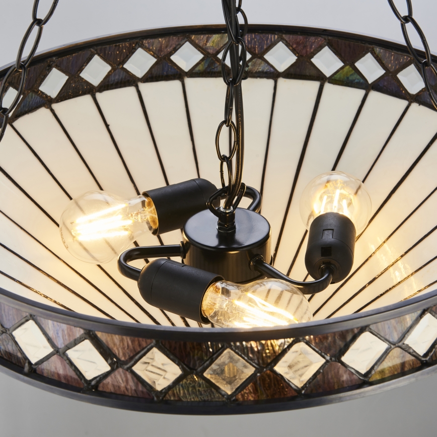 Endon 111871 - Tiffany FARGO chain-hung chandelier, 3xE27/10W/230V, Ø 50 cm