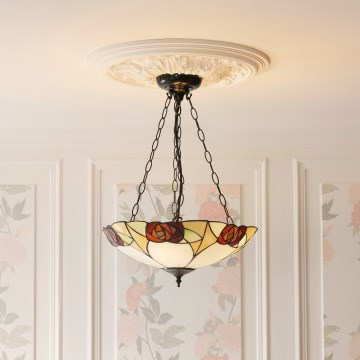 Endon 111879 - Tiffany INGRAM chain-hung chandelier 3xE27/10W/230V, Ø 45 cm