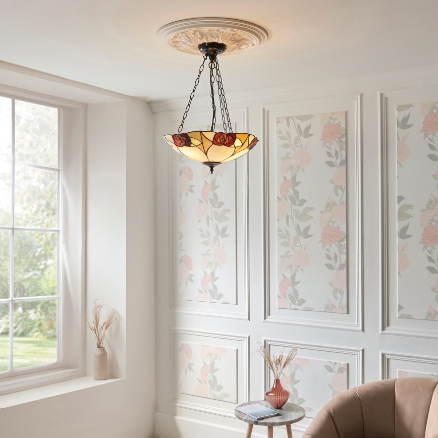 Endon 111879 - Tiffany INGRAM chain-hung chandelier 3xE27/10W/230V, Ø 45 cm