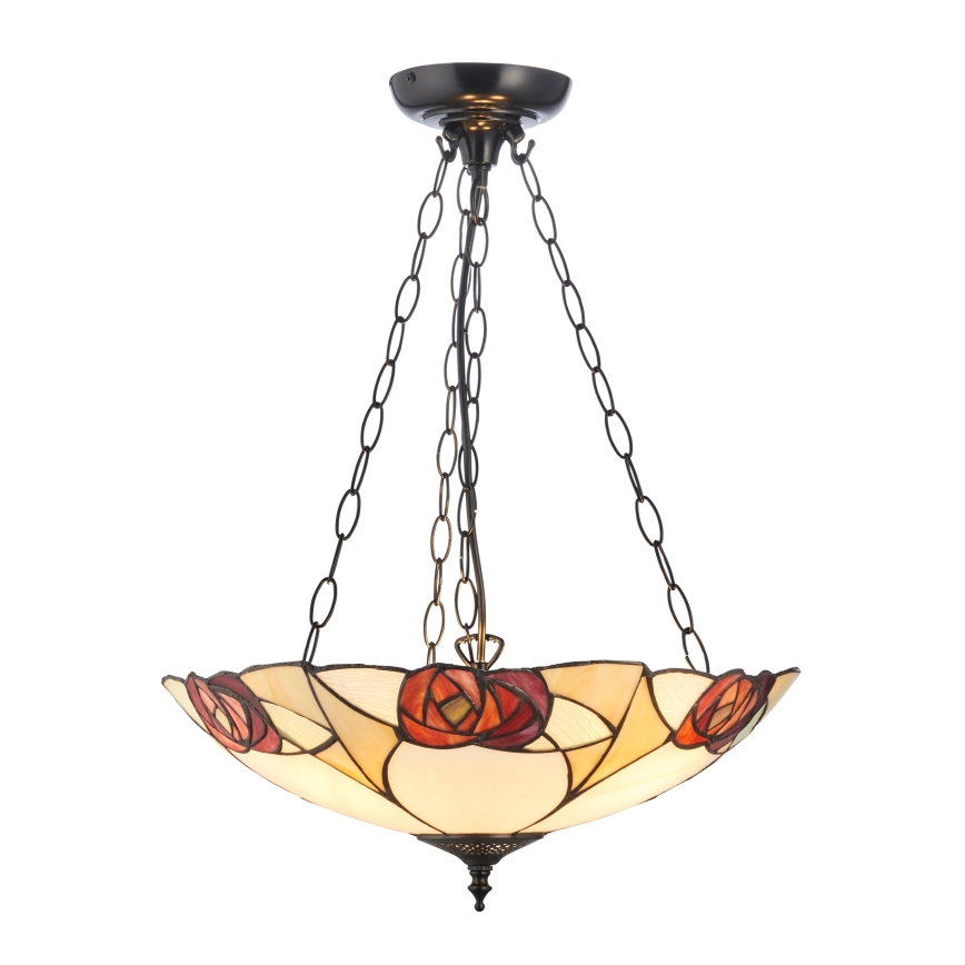 Endon 111879 - Tiffany INGRAM chain-hung chandelier 3xE27/10W/230V, Ø 45 cm