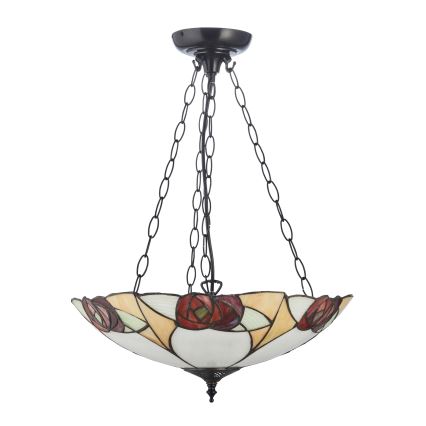 Endon 111879 - Tiffany INGRAM chain-hung chandelier 3xE27/10W/230V, Ø 45 cm