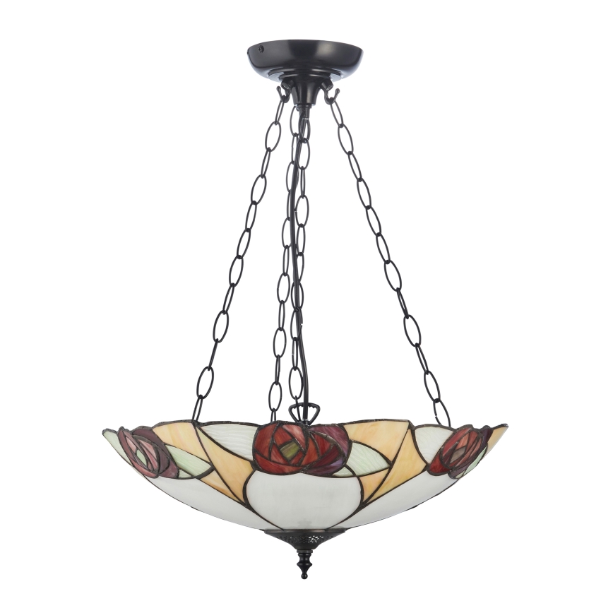 Endon 111879 - Tiffany INGRAM chain-hung chandelier 3xE27/10W/230V, Ø 45 cm