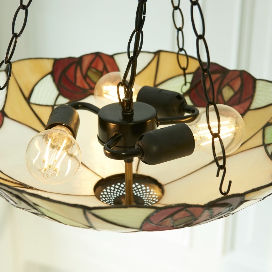Endon 111879 - Tiffany INGRAM chain-hung chandelier 3xE27/10W/230V, Ø 45 cm