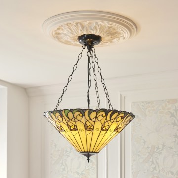 Endon 111881 - Chain-hung Tiffany chandelier JAMELIA, 3 x E27/10W/230V, Ø 50 cm