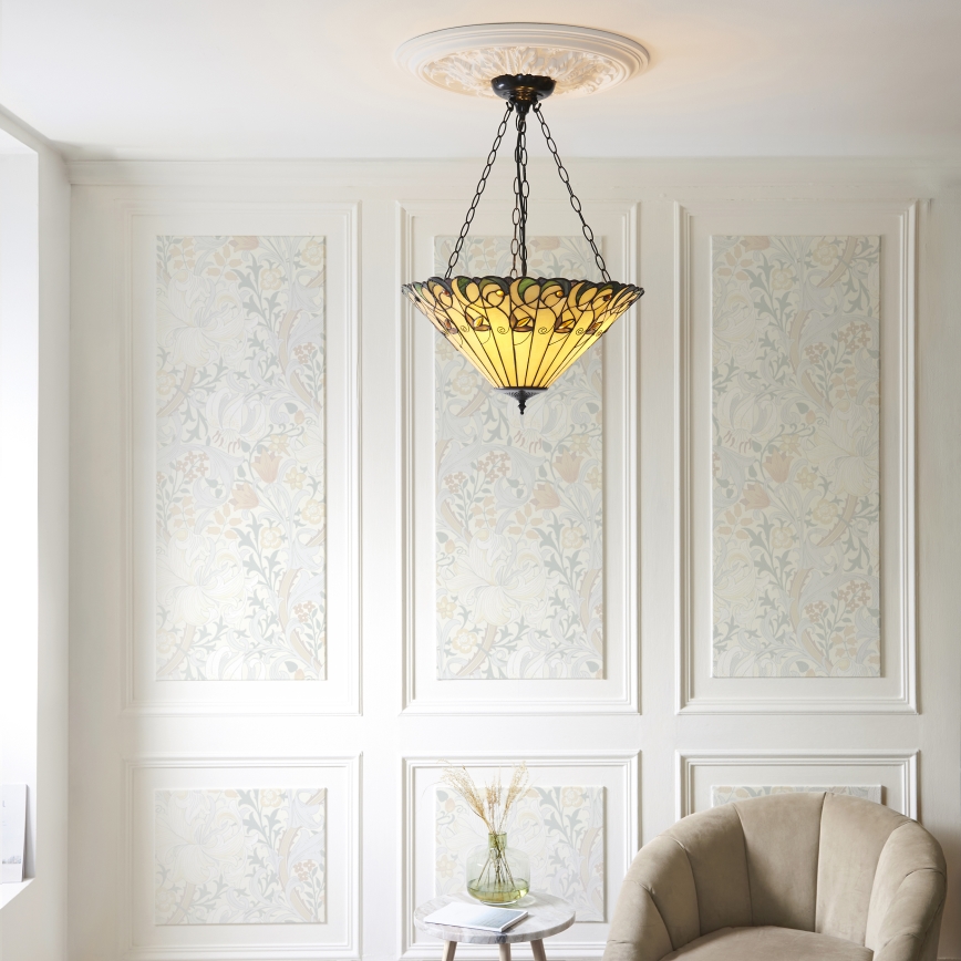 Endon 111881 - Chain-hung Tiffany chandelier JAMELIA, 3 x E27/10W/230V, Ø 50 cm