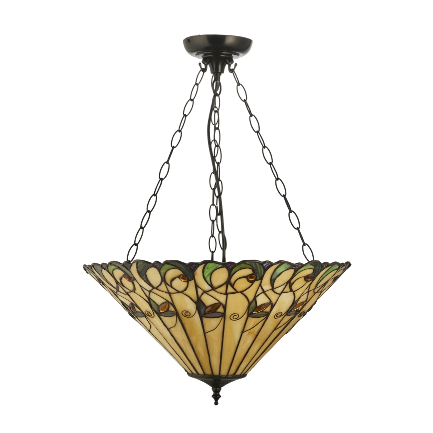 Endon 111881 - Chain-hung Tiffany chandelier JAMELIA, 3 x E27/10W/230V, Ø 50 cm