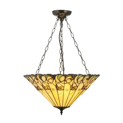 Endon 111881 - Chain-hung Tiffany chandelier JAMELIA, 3 x E27/10W/230V, Ø 50 cm