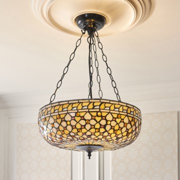 Endon 111882 - Chain-hung Tiffany MILLE FEUX Chandelier 3xE27/10W/230V Ø45 cm