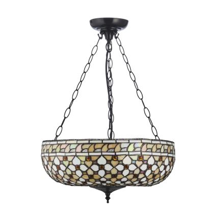 Endon 111882 - Chain-hung Tiffany MILLE FEUX Chandelier 3xE27/10W/230V Ø45 cm