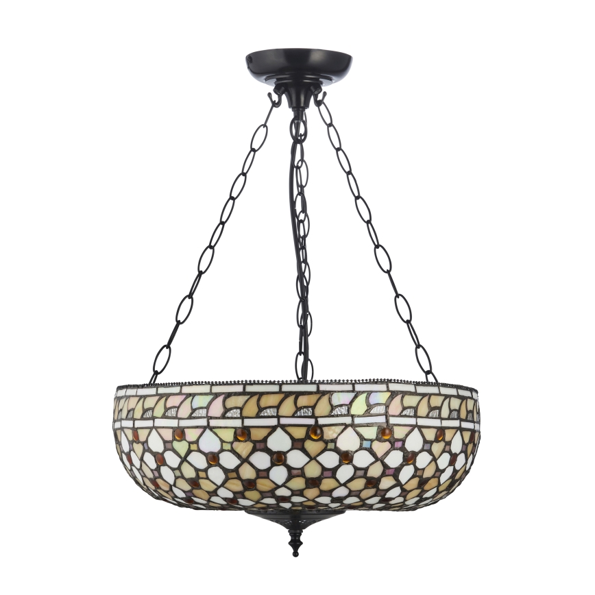 Endon 111882 - Chain-hung Tiffany MILLE FEUX Chandelier 3xE27/10W/230V Ø45 cm
