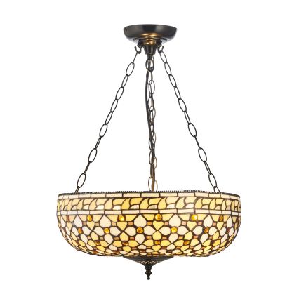 Endon 111882 - Chain-hung Tiffany MILLE FEUX Chandelier 3xE27/10W/230V Ø45 cm