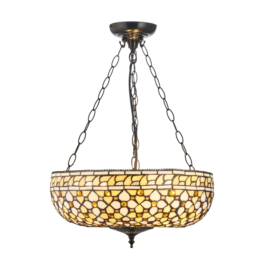 Endon 111882 - Chain-hung Tiffany MILLE FEUX Chandelier 3xE27/10W/230V Ø45 cm