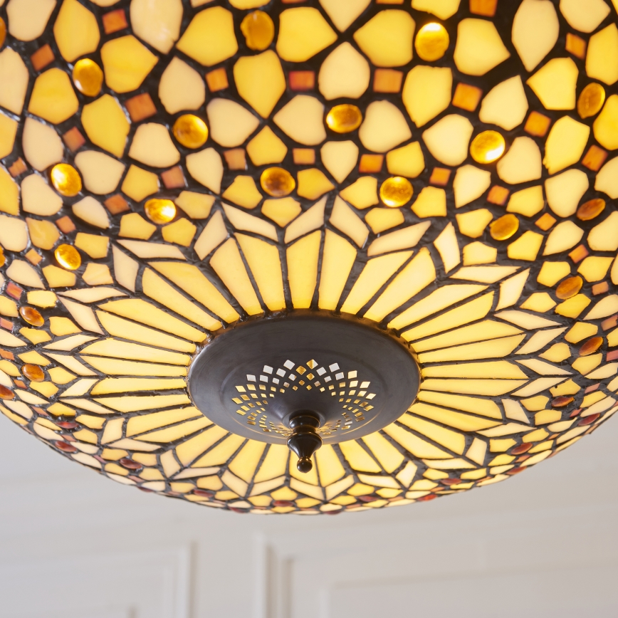 Endon 111882 - Chain-hung Tiffany MILLE FEUX Chandelier 3xE27/10W/230V Ø45 cm