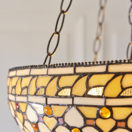 Endon 111882 - Chain-hung Tiffany MILLE FEUX Chandelier 3xE27/10W/230V Ø45 cm