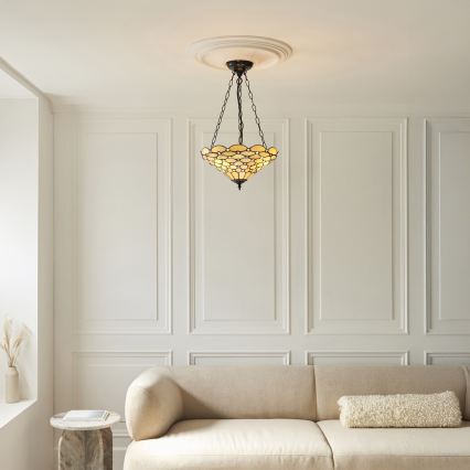 Endon 111884 - Chain-hung chandelier Tiffany PEARL 3xE27/10W/230V Ø 37 cm