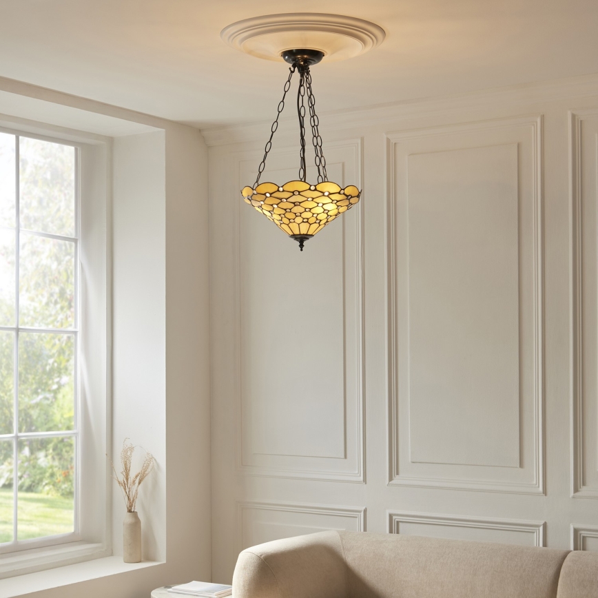 Endon 111884 - Chain-hung chandelier Tiffany PEARL 3xE27/10W/230V Ø 37 cm