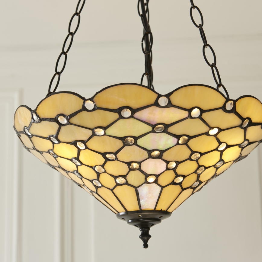 Endon 111884 - Chain-hung chandelier Tiffany PEARL 3xE27/10W/230V Ø 37 cm