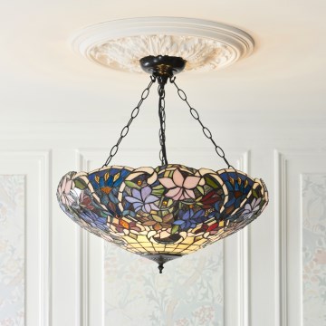 Endon 111887 - Chain-hung Tiffany SULLIVAN chandelier 3xE27/10W/230V diam. 57 cm