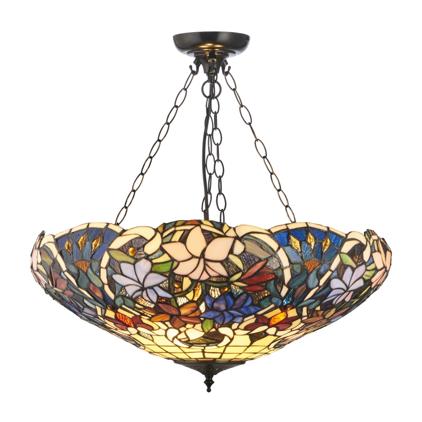 Endon 111887 - Chain-hung Tiffany SULLIVAN chandelier 3xE27/10W/230V diam. 57 cm