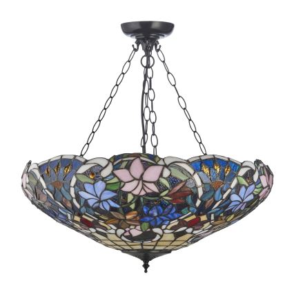 Endon 111887 - Chain-hung Tiffany SULLIVAN chandelier 3xE27/10W/230V diam. 57 cm