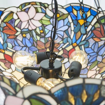 Endon 111887 - Chain-hung Tiffany SULLIVAN chandelier 3xE27/10W/230V diam. 57 cm