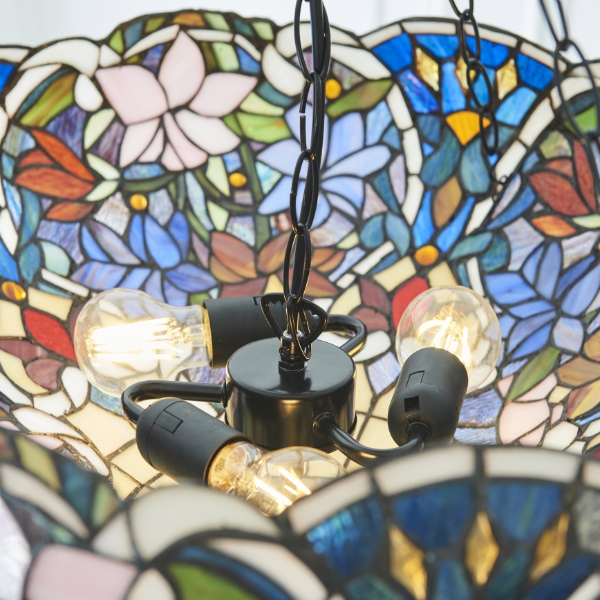 Endon 111887 - Chain-hung Tiffany SULLIVAN chandelier 3xE27/10W/230V diam. 57 cm