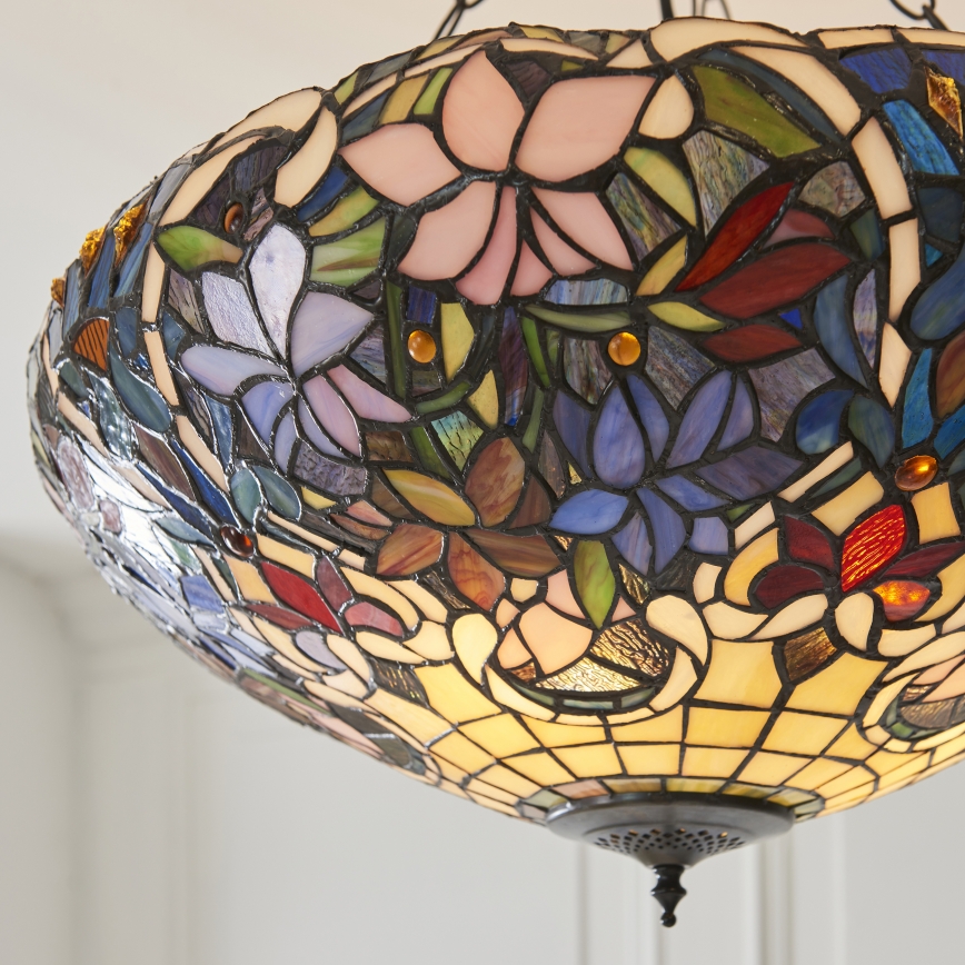 Endon 111887 - Chain-hung Tiffany SULLIVAN chandelier 3xE27/10W/230V diam. 57 cm