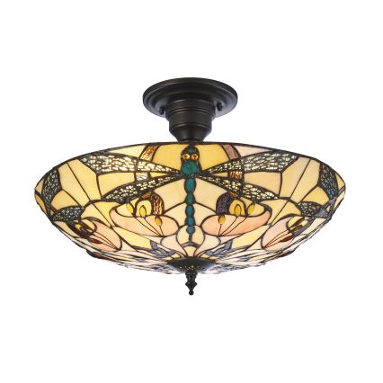Endon 111892 - Flush-mount Tiffany ceiling light ASHTON 3xE27/10W/230V Ø 45 cm