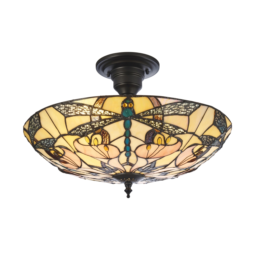 Endon 111892 - Flush-mount Tiffany ceiling light ASHTON 3xE27/10W/230V Ø 45 cm