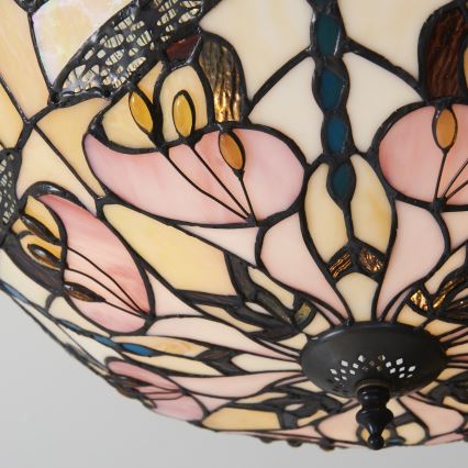 Endon 111892 - Flush-mount Tiffany ceiling light ASHTON 3xE27/10W/230V Ø 45 cm