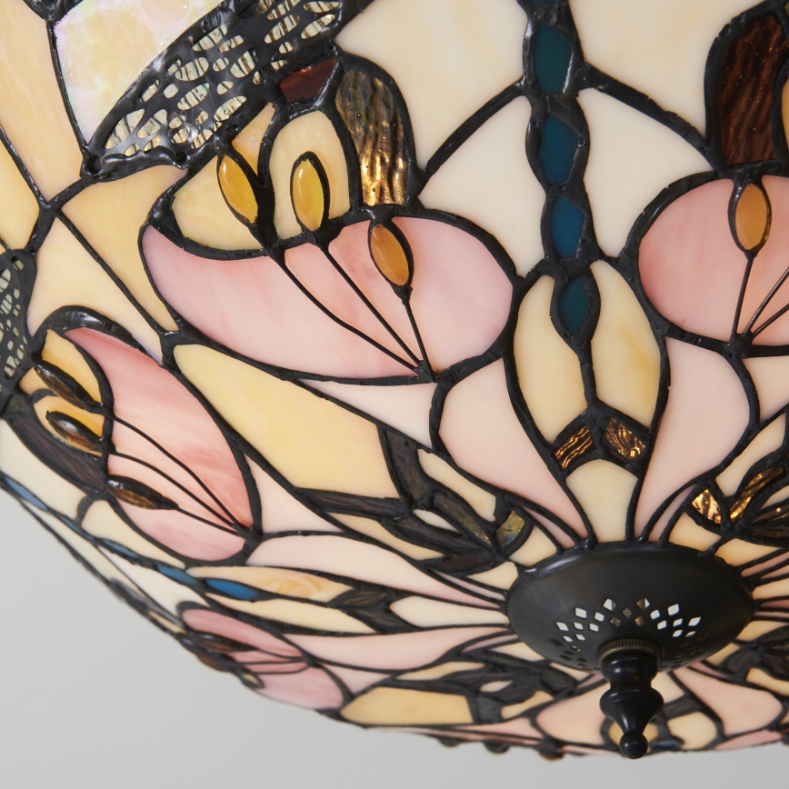 Endon 111892 - Flush-mount Tiffany ceiling light ASHTON 3xE27/10W/230V Ø 45 cm