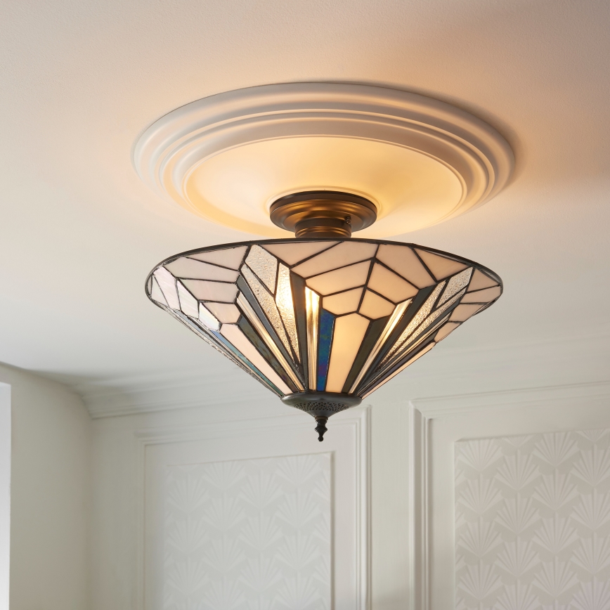 Endon 111895 - Surface-mounted Tiffany ASTORIA chandelier 3xE27/10W/230V Ø 48 cm