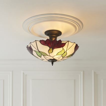 Endon 111896 - Surface-mounted Tiffany chandelier BOTANICA 3xE27/10W/230V Ø 45 cm