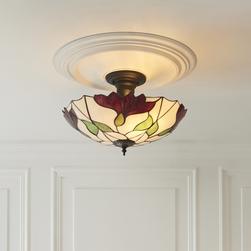 Endon 111896 - Surface-mounted Tiffany chandelier BOTANICA 3xE27/10W/230V Ø 45 cm
