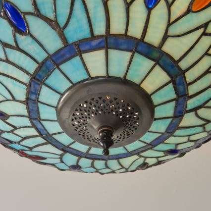 Endon 111897 - Flush-mount Tiffany DRAGONFLY chandelier 3xE27/10W/230V Ø 41 cm