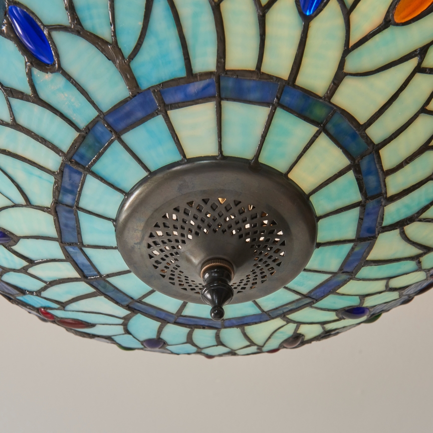 Endon 111897 - Flush-mount Tiffany DRAGONFLY chandelier 3xE27/10W/230V Ø 41 cm