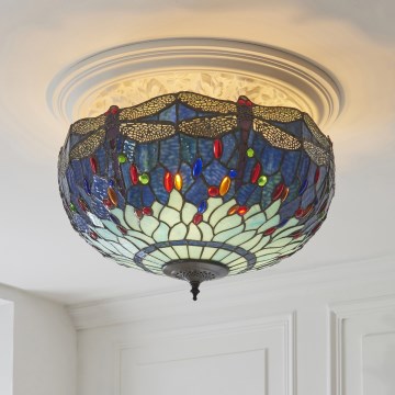 Endon 111899 - Tiffany DRAGONFLY Ceiling Light 3xE27/10W/230V Ø 50 cm