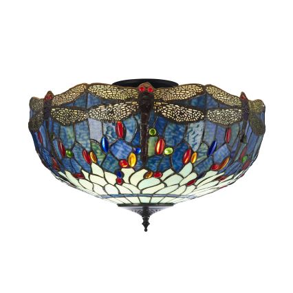 Endon 111899 - Tiffany DRAGONFLY Ceiling Light 3xE27/10W/230V Ø 50 cm