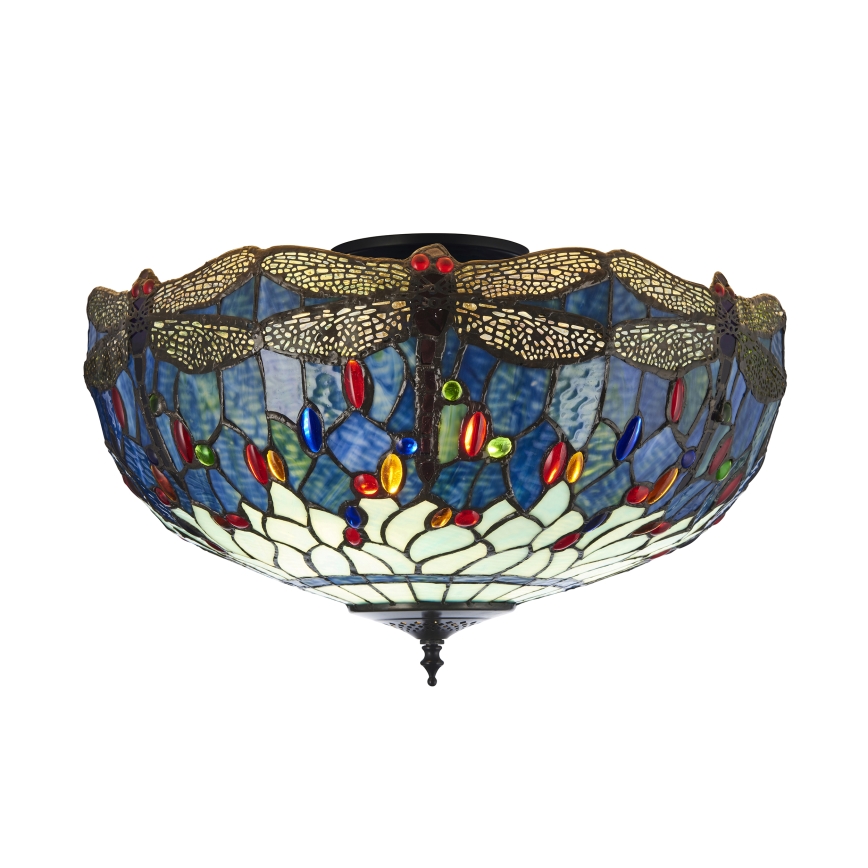 Endon 111899 - Tiffany DRAGONFLY Ceiling Light 3xE27/10W/230V Ø 50 cm