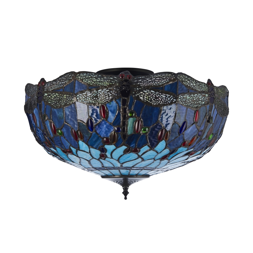 Endon 111899 - Tiffany DRAGONFLY Ceiling Light 3xE27/10W/230V Ø 50 cm
